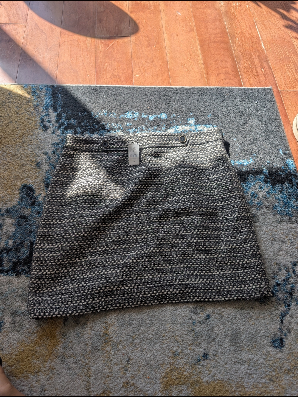 NWT LOFT Black and White Textured Tweed Mini Skirt |  14